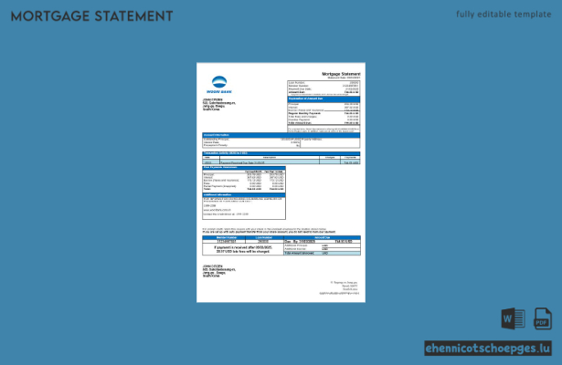 Südkorea Woori Bank Hypothekenabrechnung in Word- und PDF-Formaten – Beispielvorschau